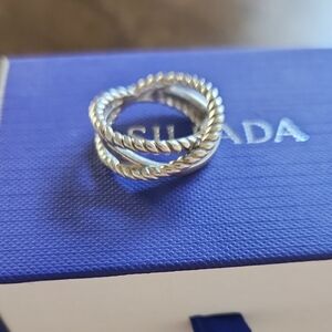 Silpada Twisted Rope Interlocking Silver Ring size 6
